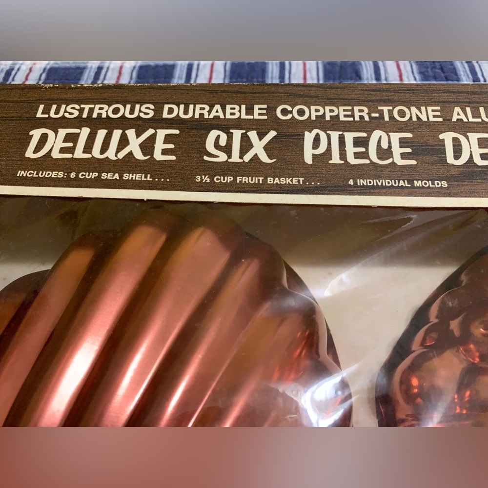 Vintage Molds 6 Piece Coppertone Dessert  original box, Aluminum, Baking, Salad - Picture 4 of 10